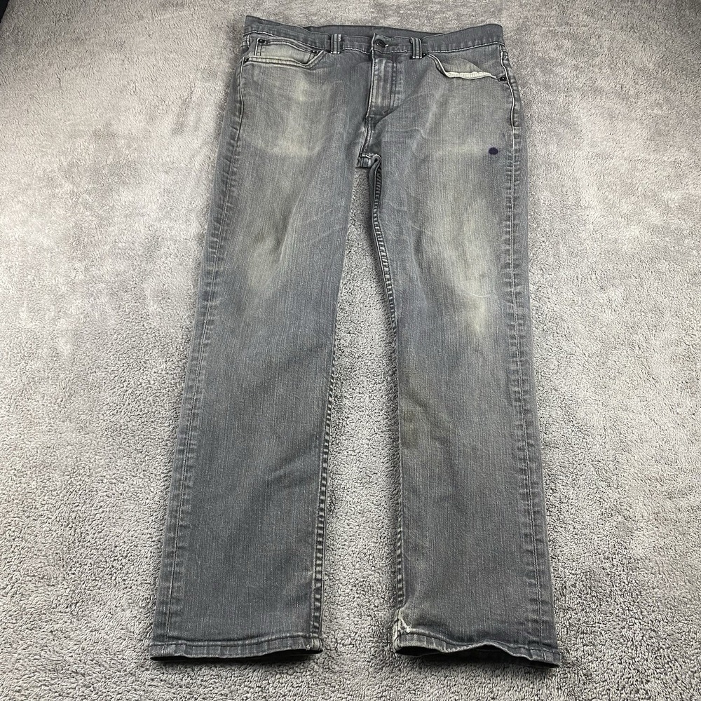 Levis 511 Slim Straight Jeans Mens 34x27 Gray Mid Rise
